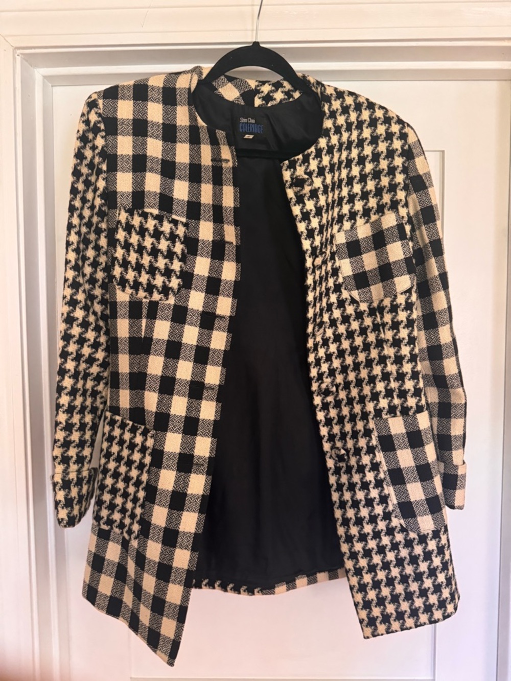 Shin Choi Black & Cream Checkered Open-Front Blazer